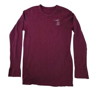 Nine Line Apparel Mens Large Maroon White Helicopter Graphic Crew Neck Henly